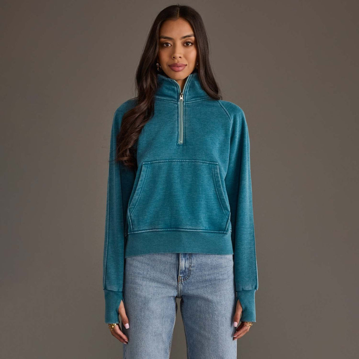 Dk. Teal Quarter Zip Sweatshirt