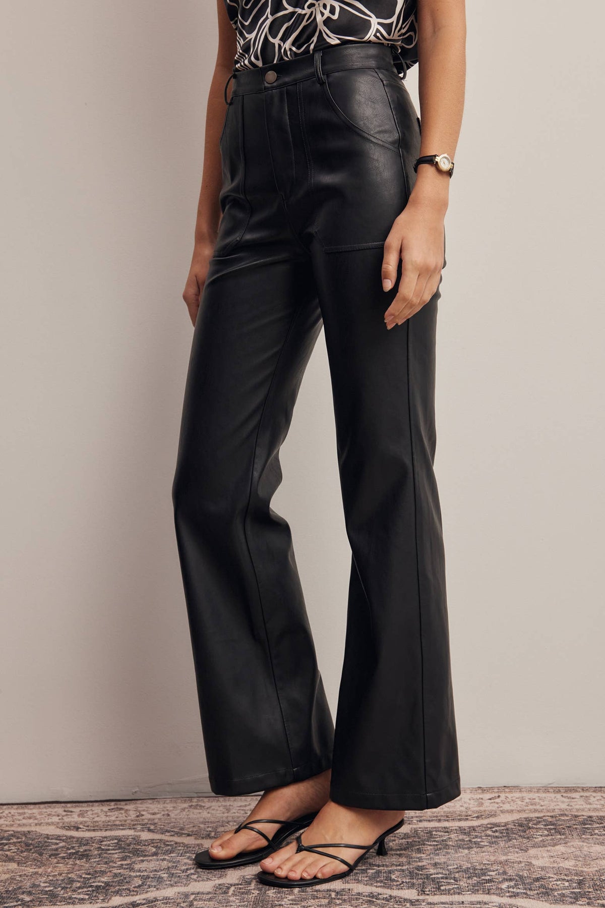 Faux Leather Straight Leg Pants
