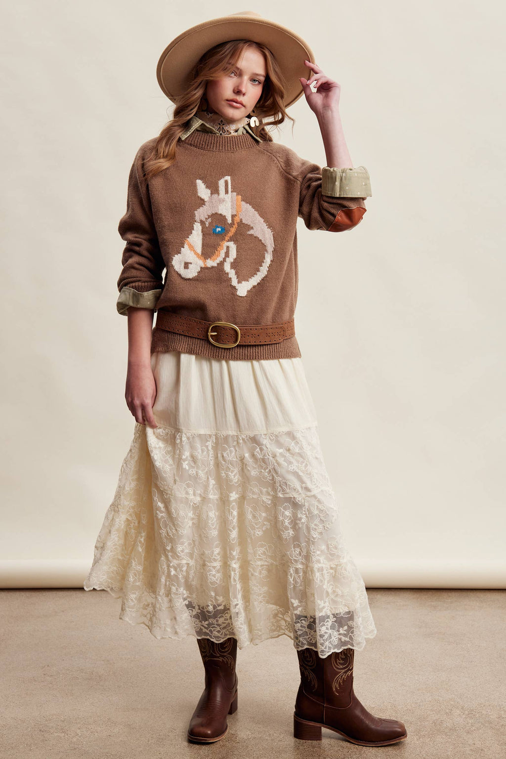 Horse Intarsia Knit Sweater