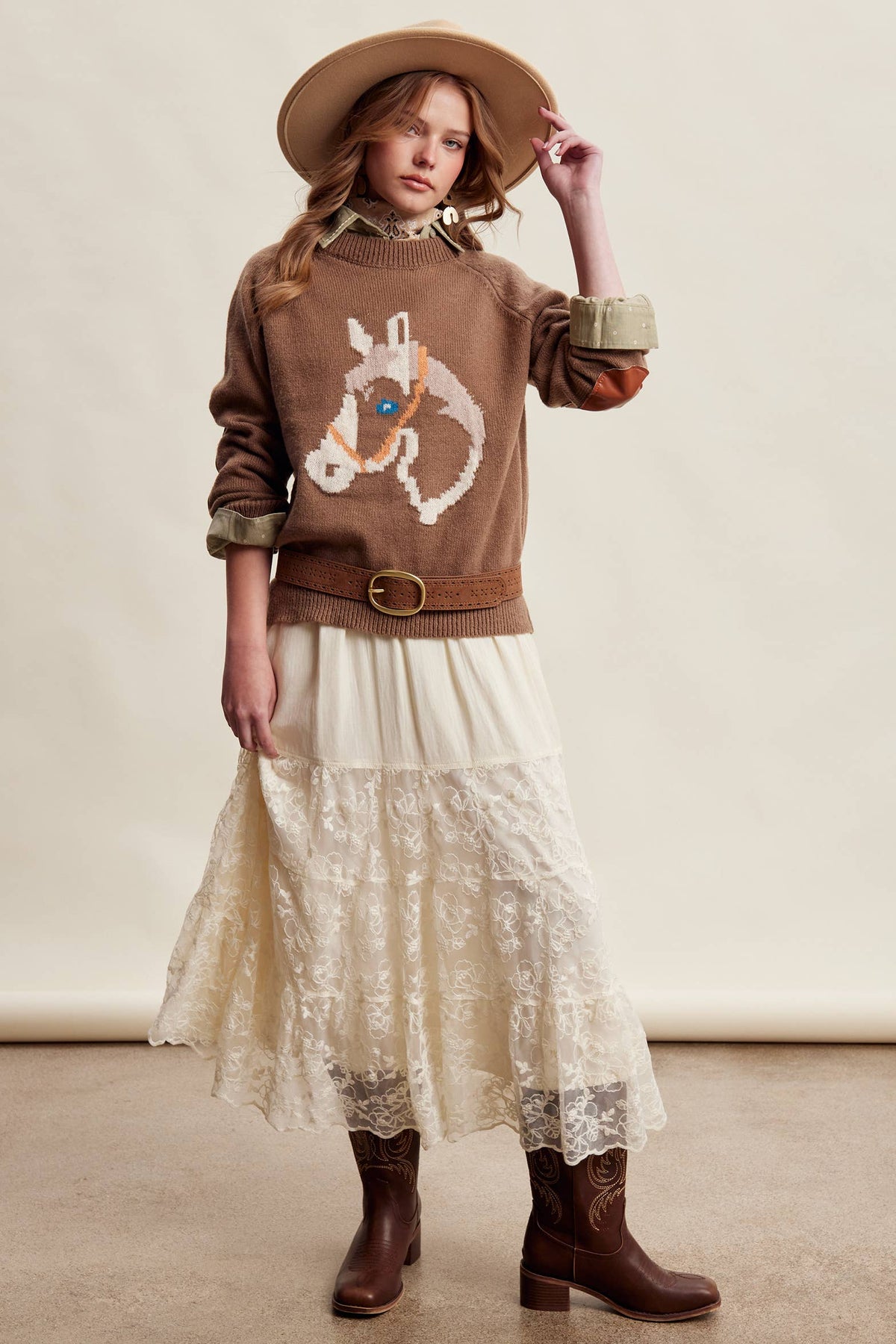Horse Intarsia Knit Sweater
