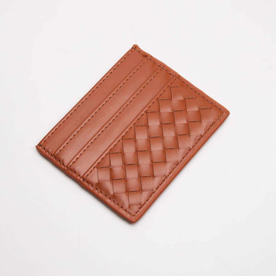 Vegan Leather Woven Braided Card Wallet
