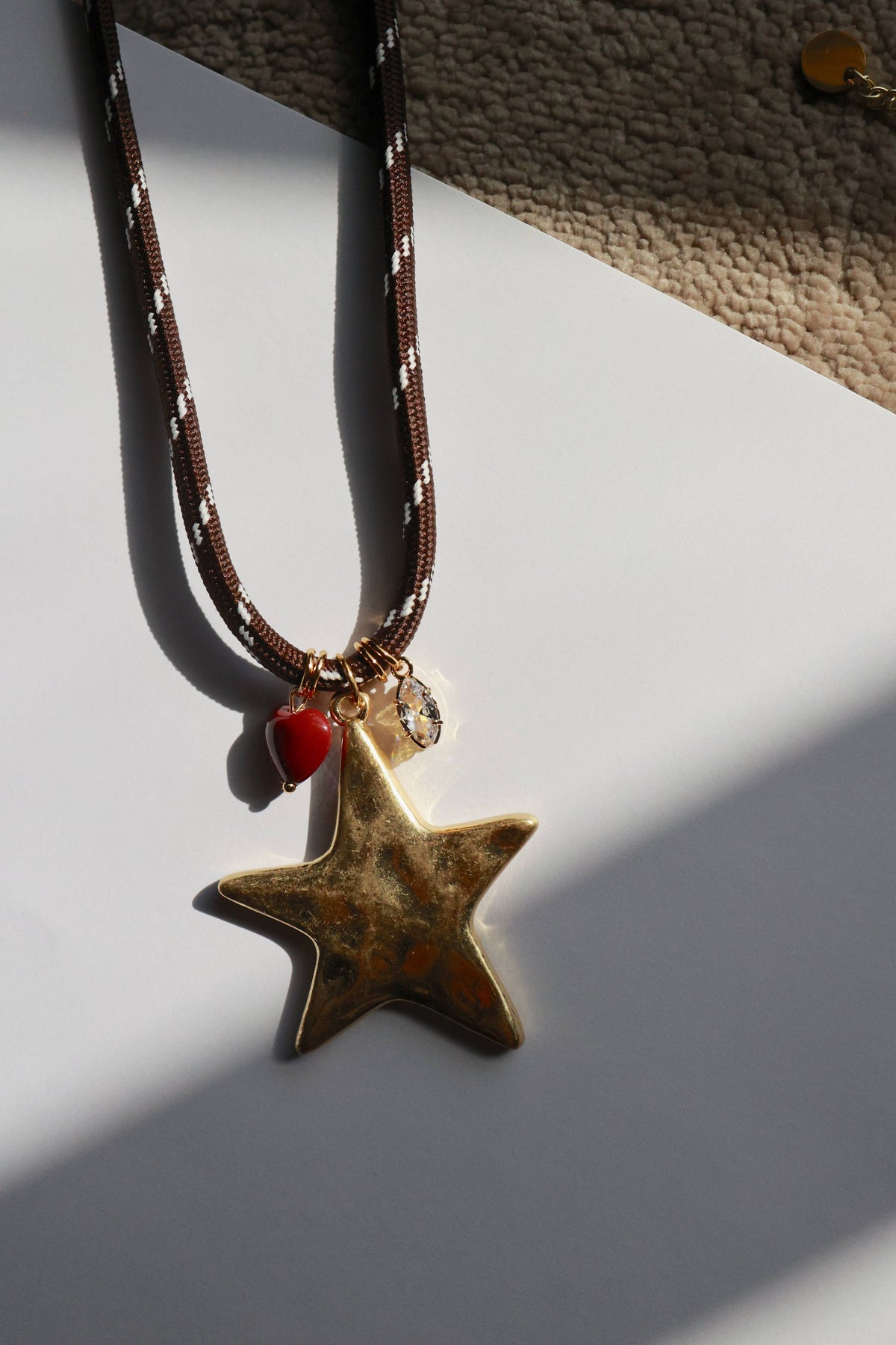 GAME DAY STAR NECKLACE | BROWN CORD W/ MAROON ACCENT