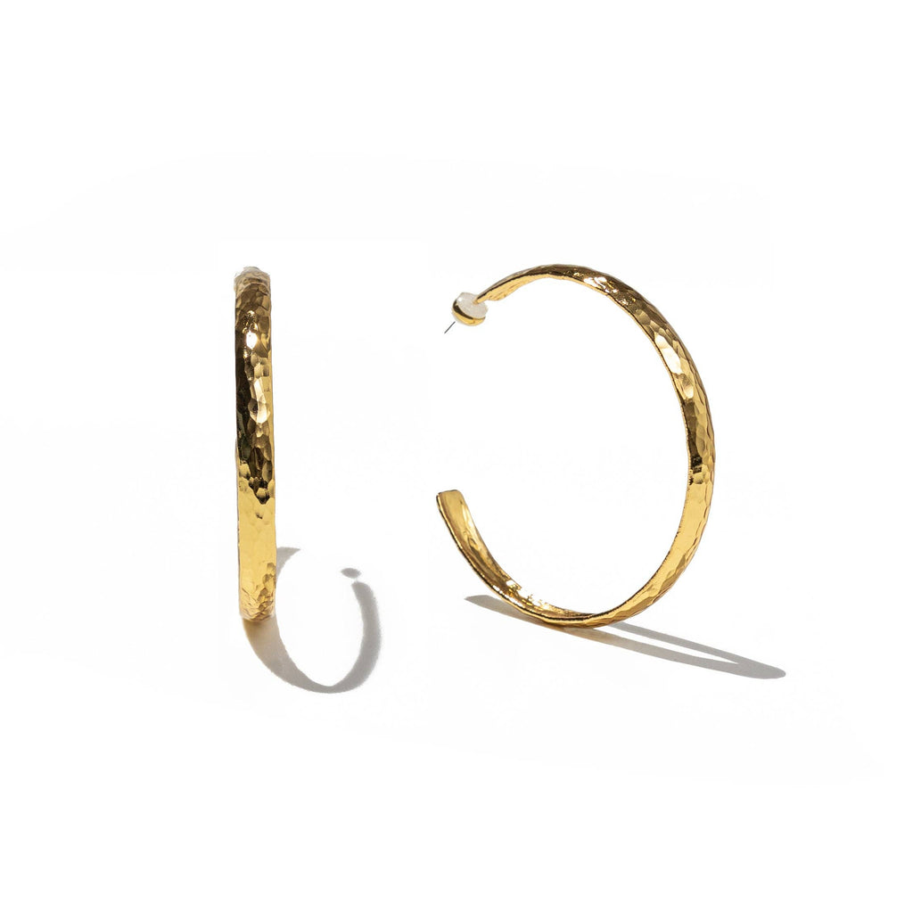 24K Gold Statement Hammered Hoops