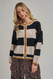 Wide Stripe Button Up Cardigan