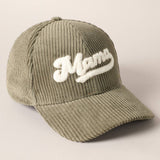 MAMA 3D Embroidered Fuzzy Patch Corduroy Cap