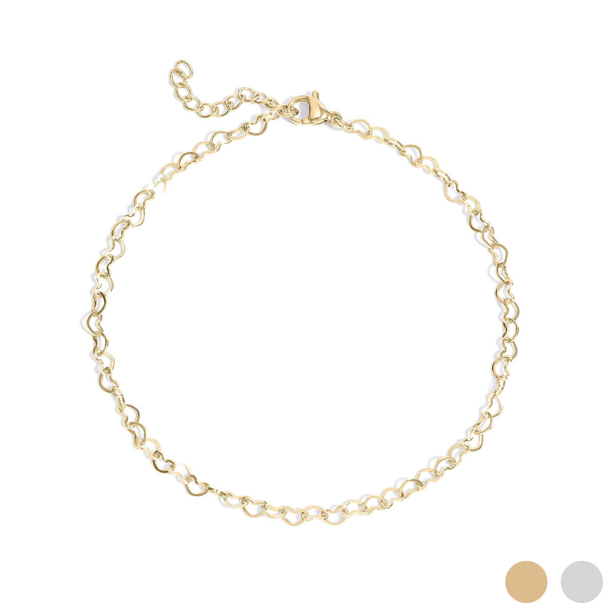 18K Gold PVD Stainless Steel Linked Hearts Anklet