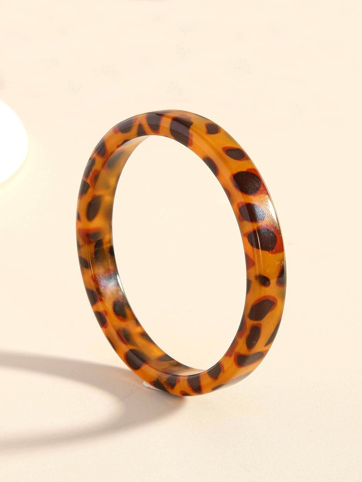 Tortoiseshell Resin Wide Bangle Bracelet