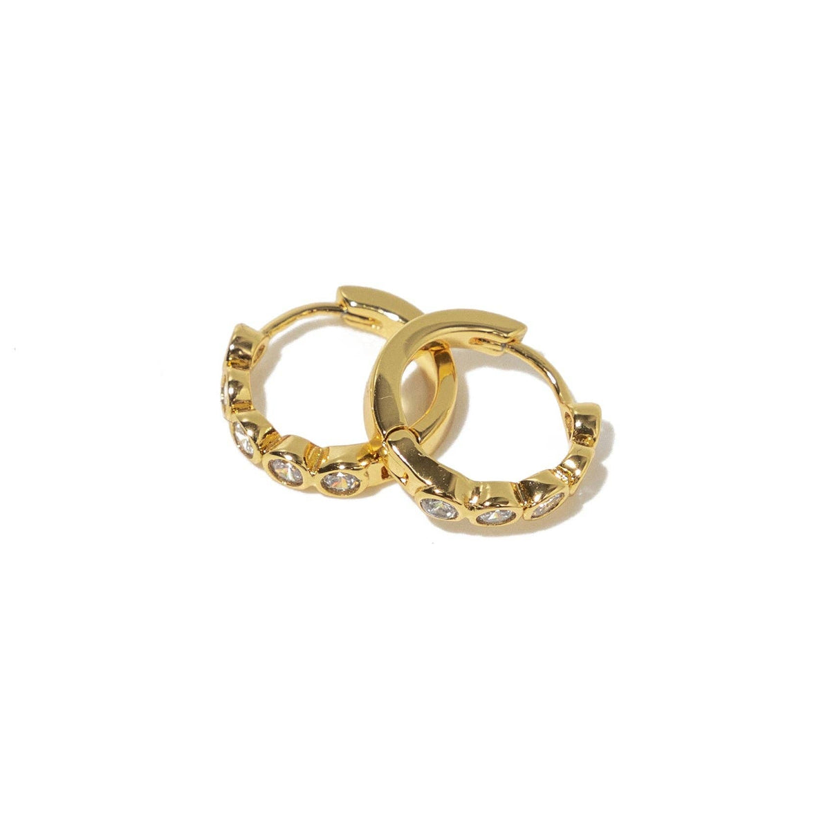 18K Gold Diamond Huggies