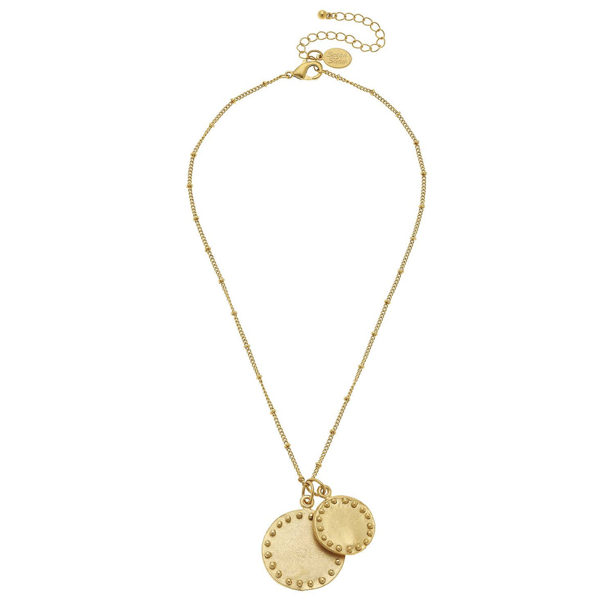 Susan Shaw Gold Double Circle with Dots Chain Necklace