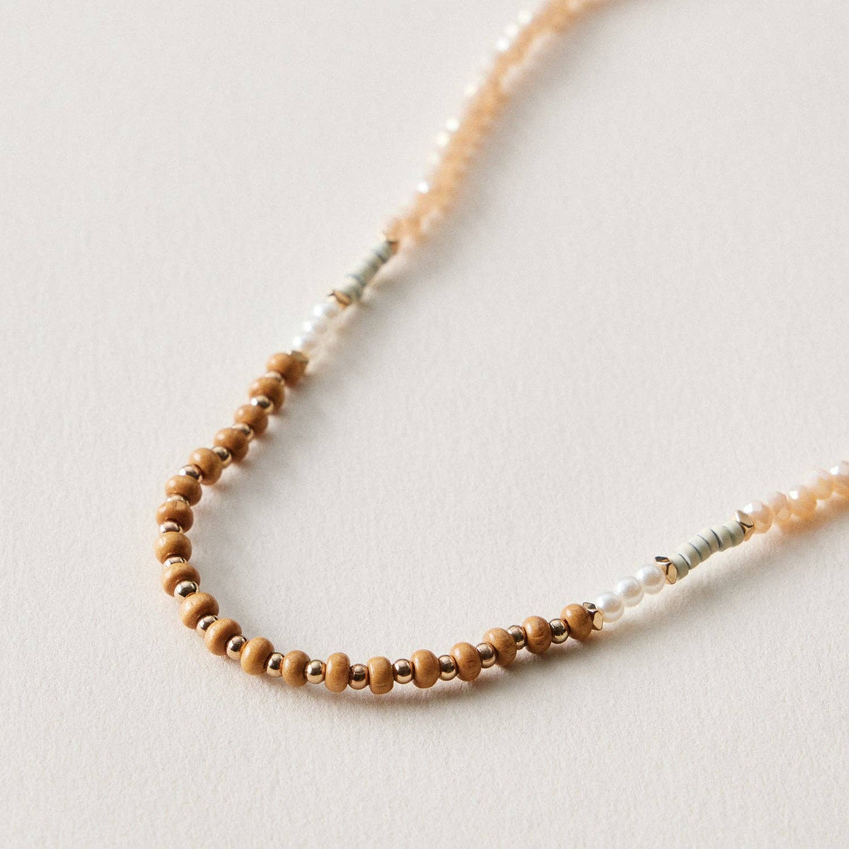 Mixed Bead Anklet – Wood & Pearl Accent Beaded Anklet
