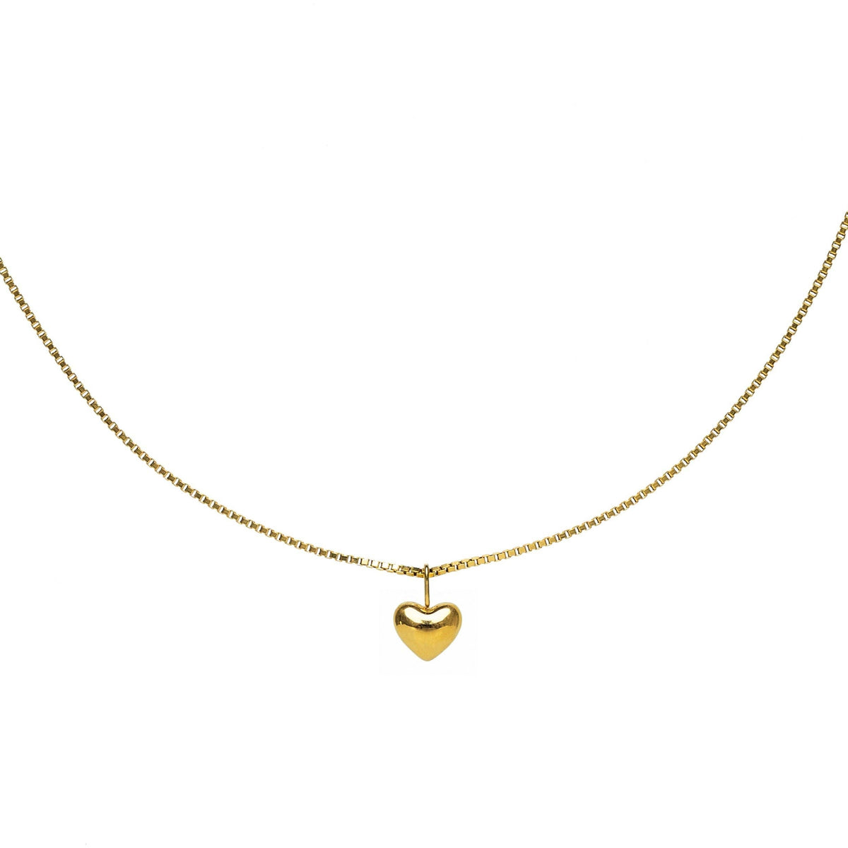 Waterproof Dainty Gold puffy Heart Necklace