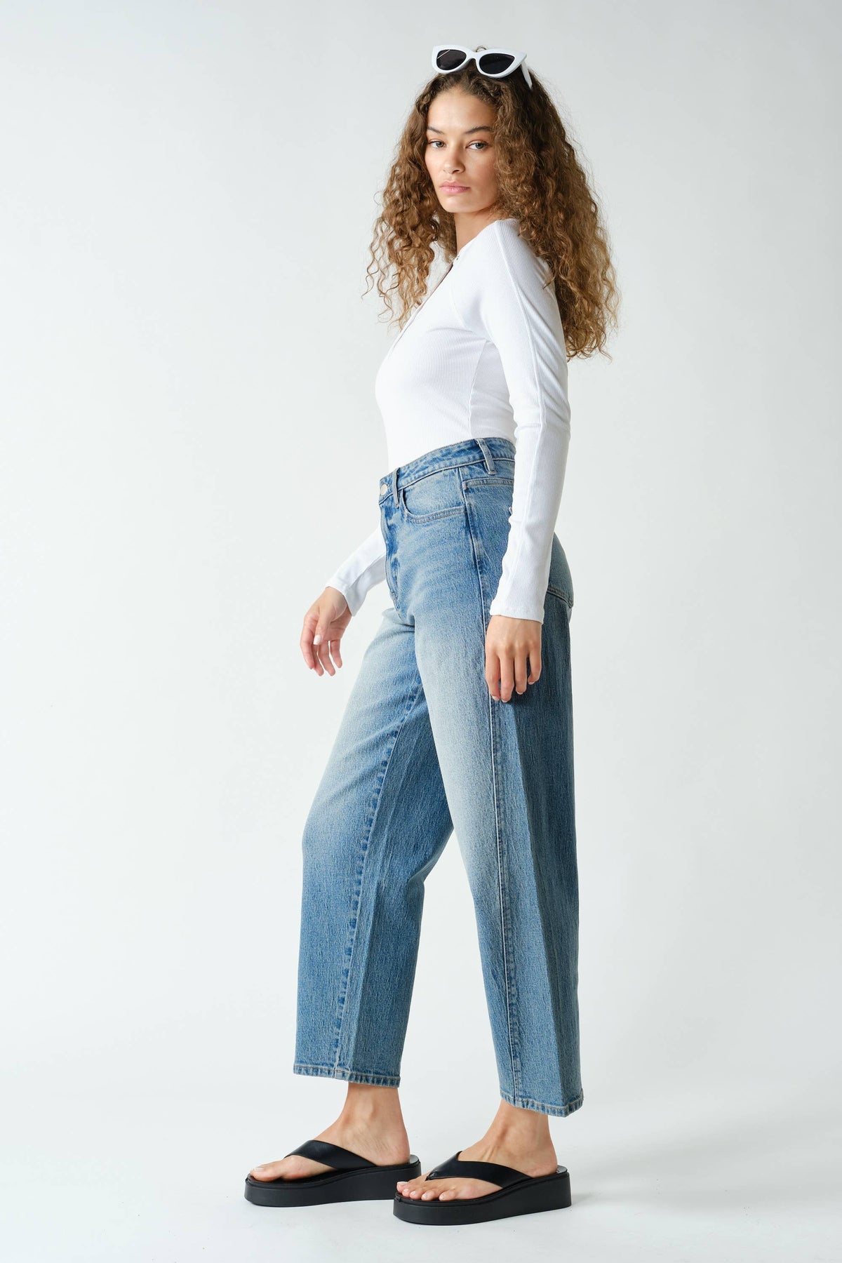 Mono B Long-Sleeved Micro-Ribbed Henley Top
