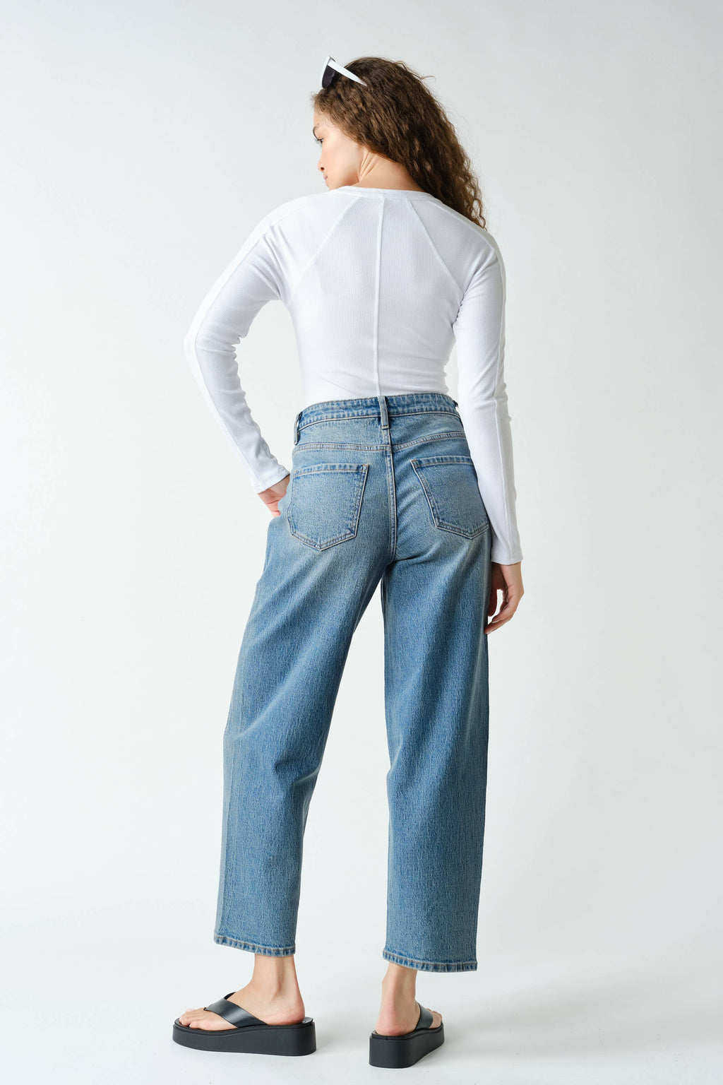 Mono B Long-Sleeved Micro-Ribbed Henley Top