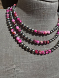Handcrafted Pink Dream & Sterling Silver Beaded Necklace 14 inch 6mm