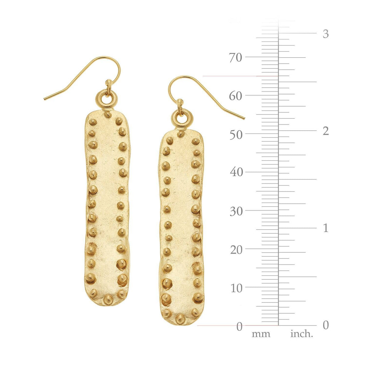 Large Gold Bar with Dots Earrings