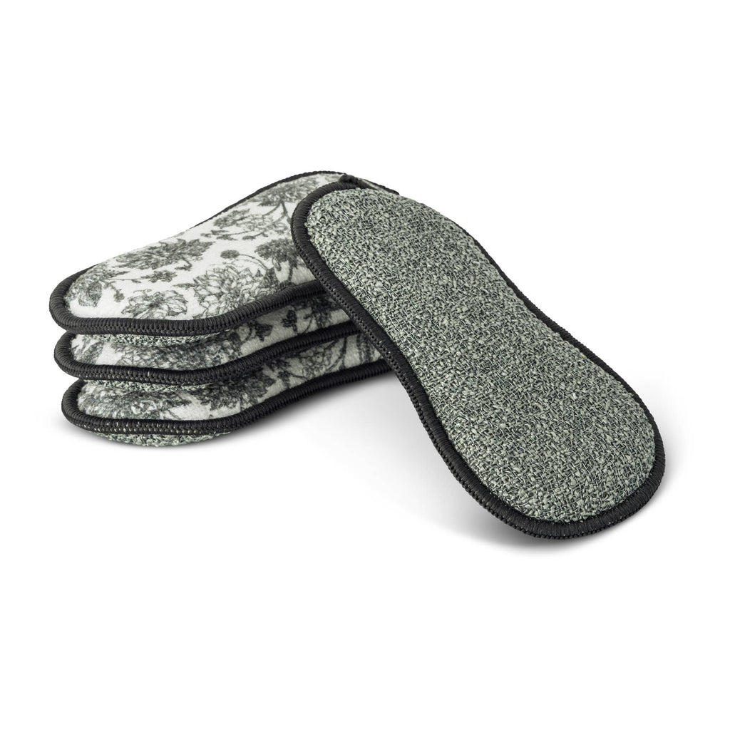 4pc Multipurpose Printed Scrub Sponge - Grey Toile