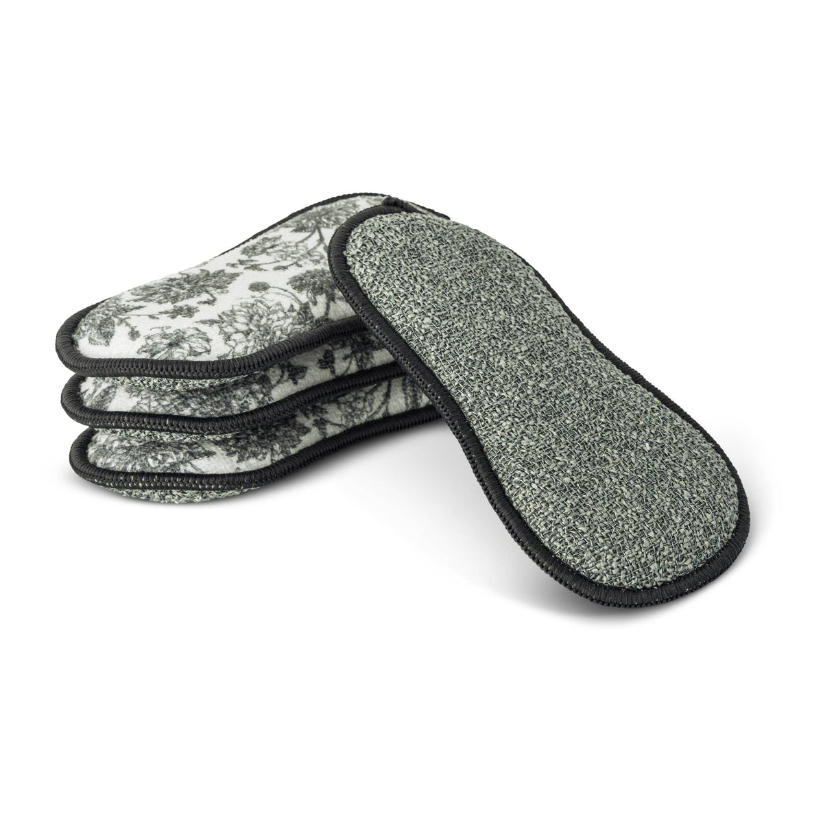 4pc Multipurpose Printed Scrub Sponge - Grey Toile