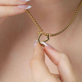Gold and Steel Horse Shoe Carabiner Charm Holder Necklace