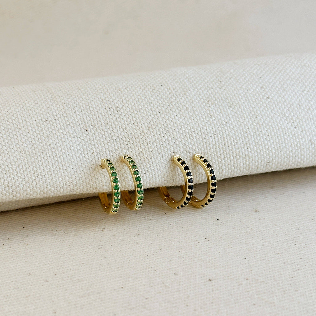 18k Gold Filled Colored CZ Hoop Earrings