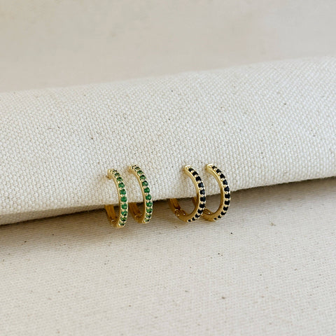 18k Gold Filled Colored CZ Hoop Earrings