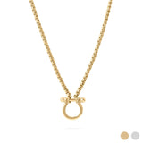 Gold and Steel Horse Shoe Carabiner Charm Holder Necklace