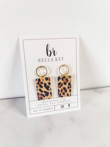 The Tenley Mini leather earrings  (leopard)