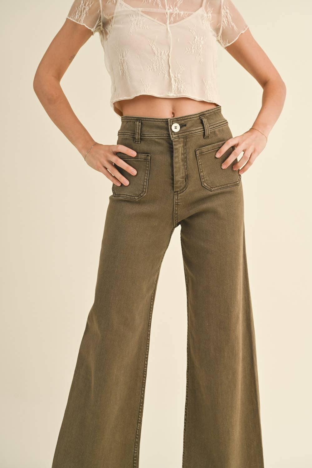 Straight Wide Leg with Front Pockets