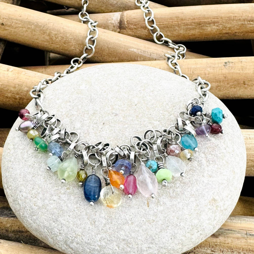 Sterling Silver & Gemstone Waterfall Necklace