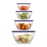 JoyFul 4 Glass Mixing Bowls With Lids - Nesting Bowls