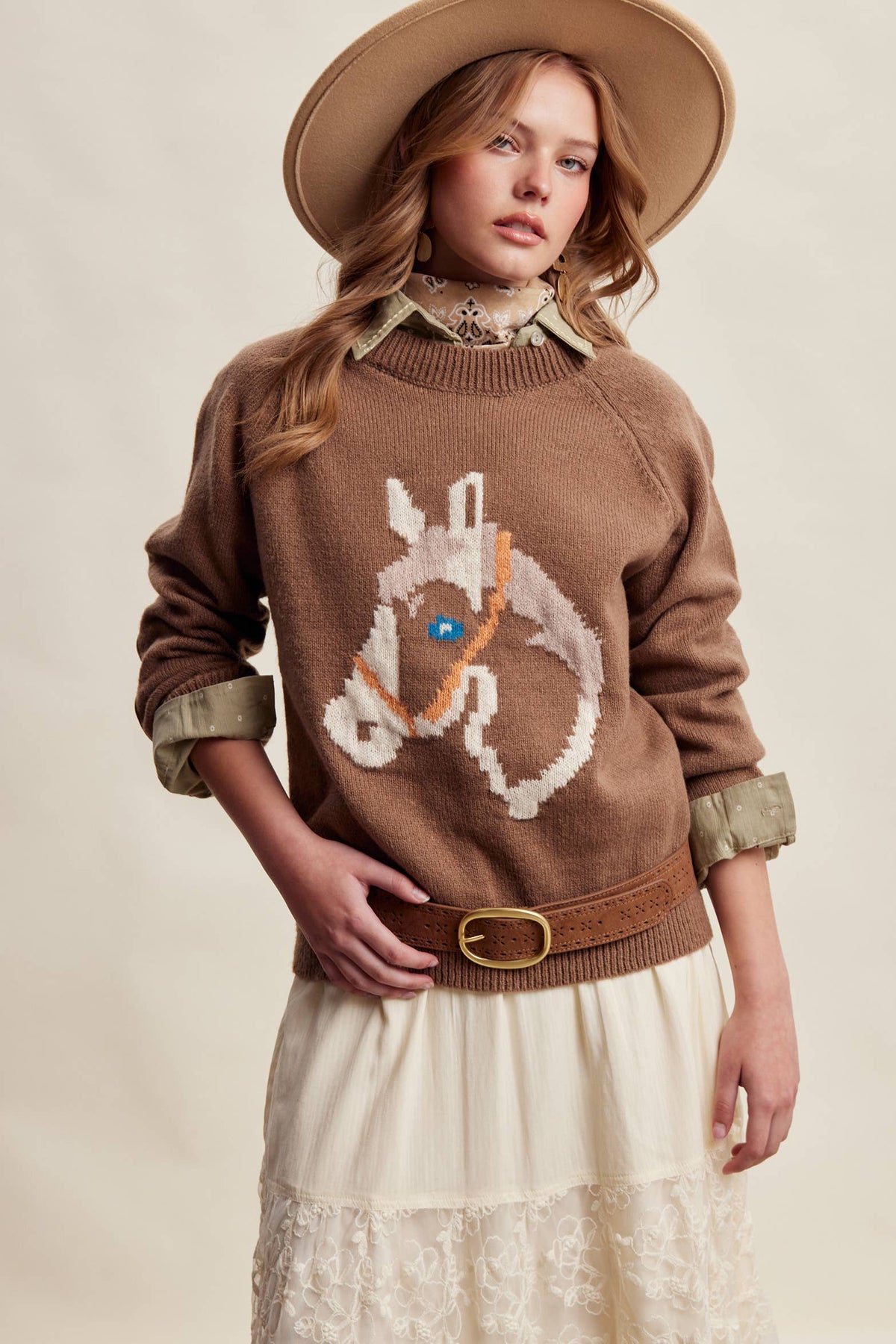 Horse Intarsia Knit Sweater