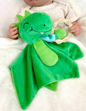 Dylan Dino Plush Toy with Teether: Dinosaur Lovey, Shower Gift, Security Blanket for Babies