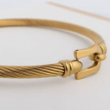 18K Gold PVD Stainless Steel Buckle Clasp Bangle Bracelet