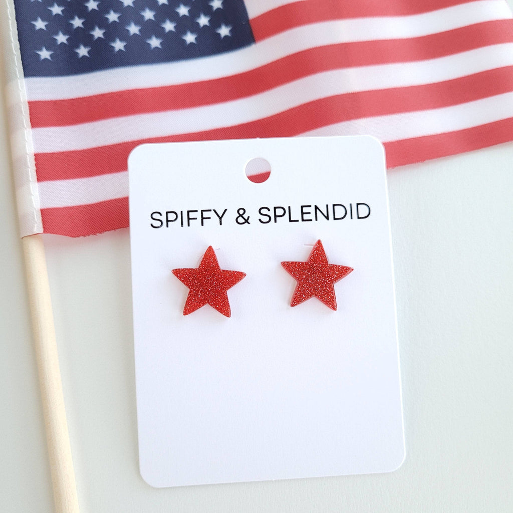 Liberty Star Studs - Red // 4th of July Patriotic Earrings