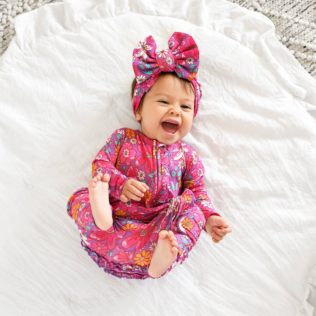 Posie RUFFLE ZIP Bamboo One Piece Floral Baby Outfit