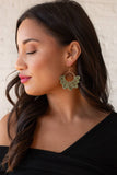 Green Flower Crochet Earrings