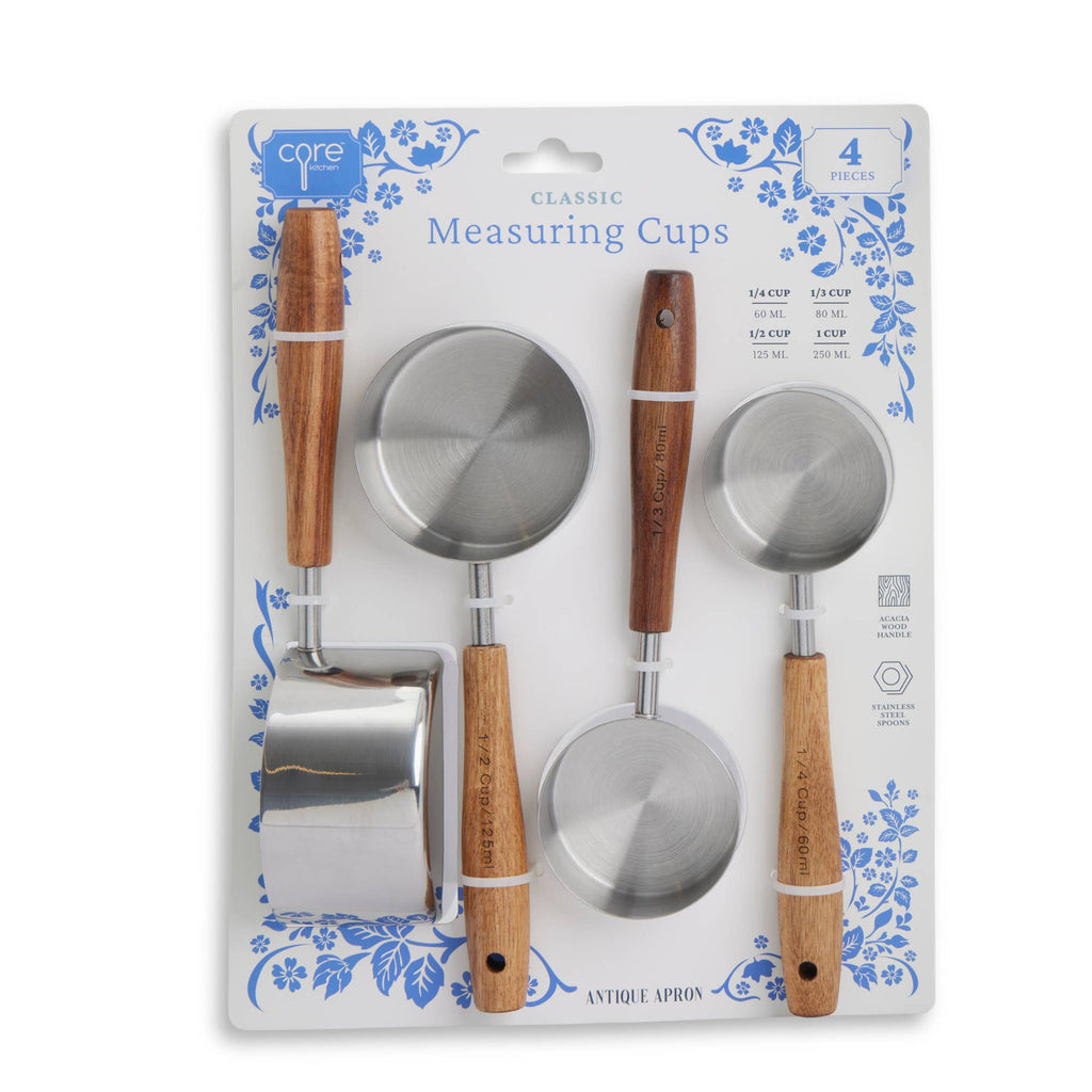 4pc Classic Acacia Handle Measuring Cups