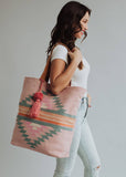 Pink, Orange & Slate Aztec Tote