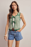 Tie-Front Striped Knit Vest