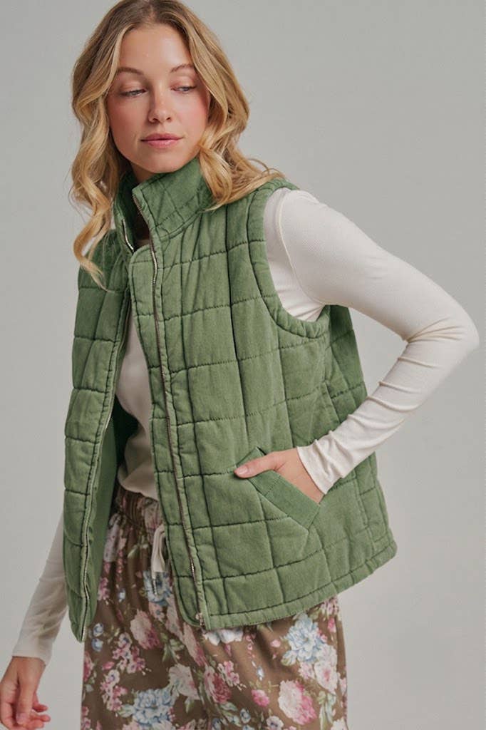 Vintage Washed Quilted Vest