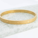 18K Gold PVD Stainless Steel Fluted Bangle Bracelet
