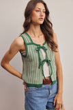 Tie-Front Striped Knit Vest