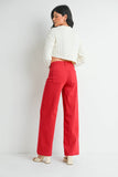 Red Mini Patch Pocket Wide Leg Pant