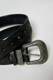 Western-Inspired Floral Embossed Genuine Leather Belt