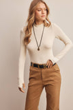 Stretch Ribbed Mock Neck Top