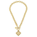Susan Shaw Handcast Gold Intaglio Coin Front Toggle Necklace