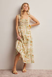 Floral Smocked Tiered Midi Dress