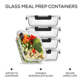 Glass Food Storage Containers with Airtight Lids - Set of 5