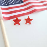Liberty Star Studs - Red // 4th of July Patriotic Earrings