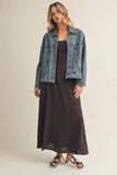 Coffee Vintage Wash Pleated Back Jacket