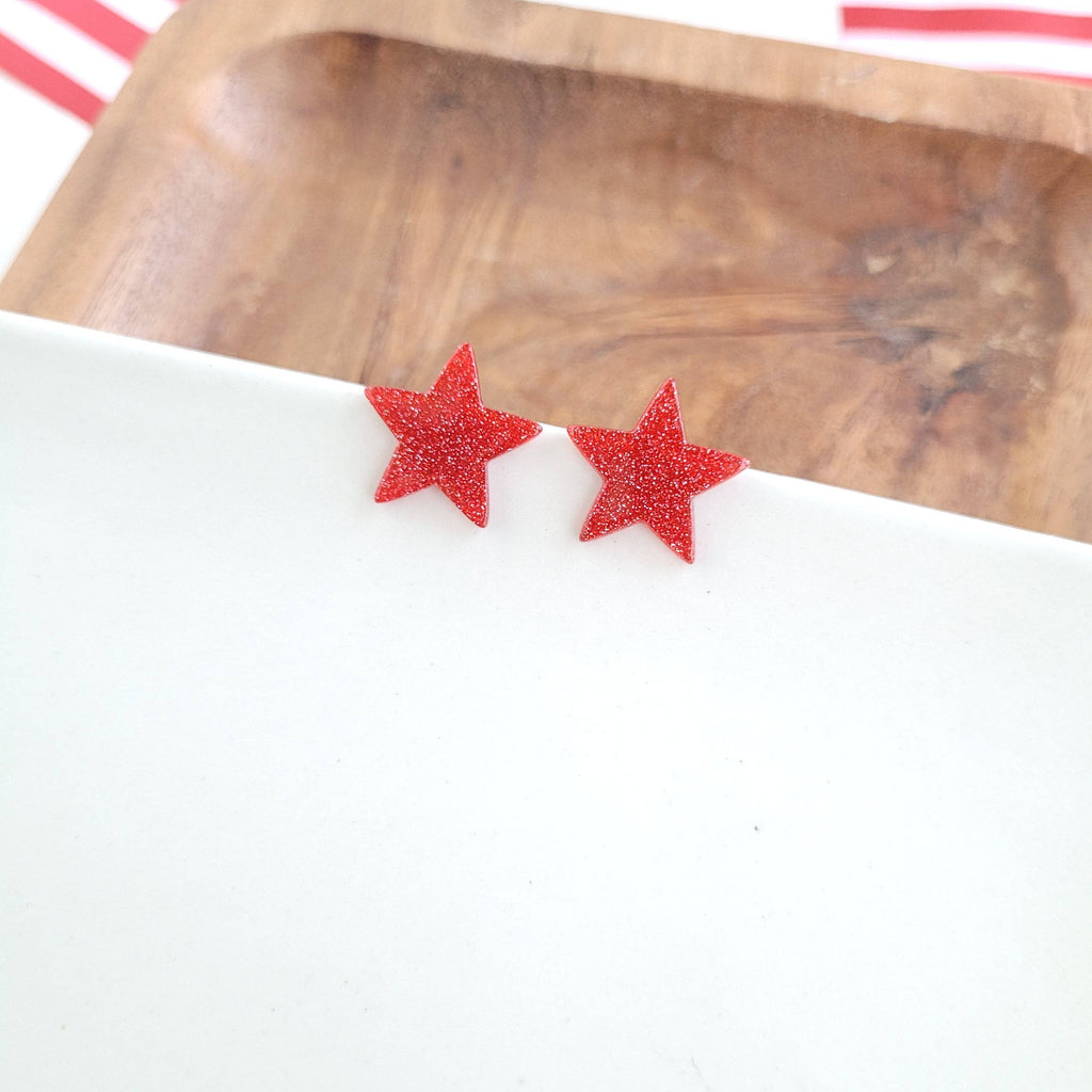 Liberty Star Studs - Red // 4th of July Patriotic Earrings